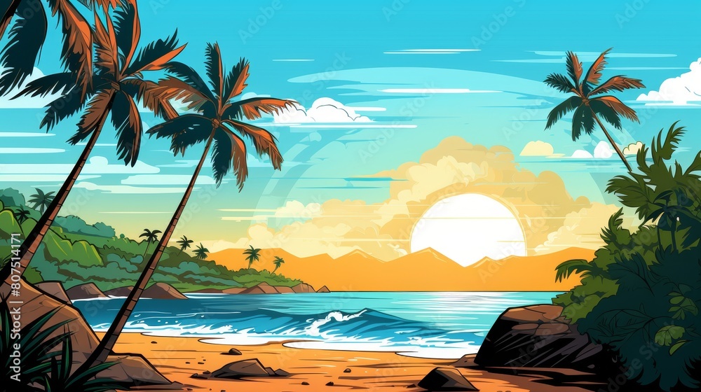 tropical beach sunset landscape