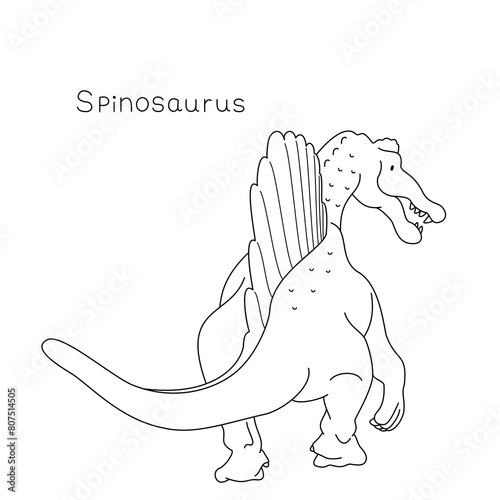 かわいい恐竜　スピノサウルスの線画 photo