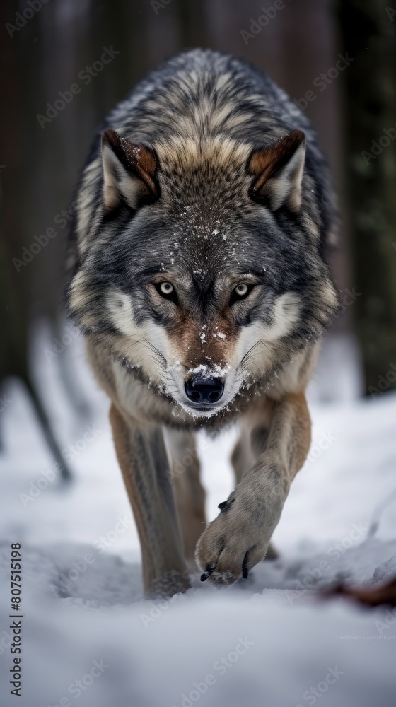 Fierce wolf in snowy landscape Fierce wolf in snowy landscape