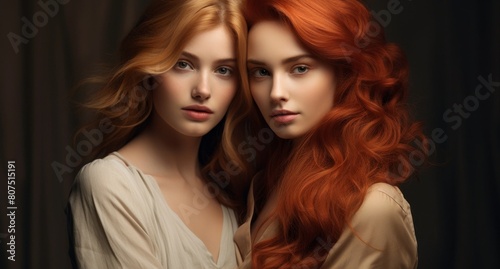 Striking redhead and blonde women with intense gazes