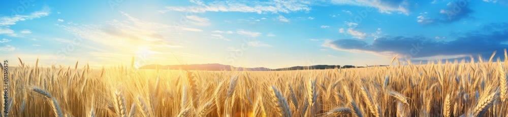 golden wheat field at sunset