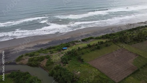 Hills on the coast with waves