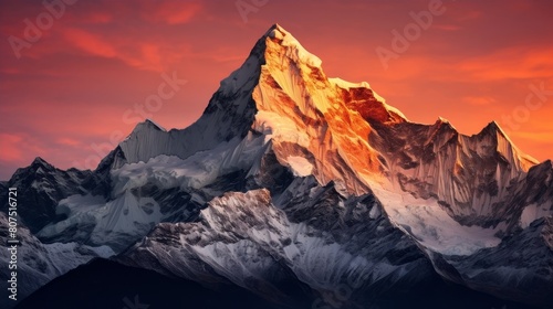 Majestic mountain peak at sunset © Balaraw