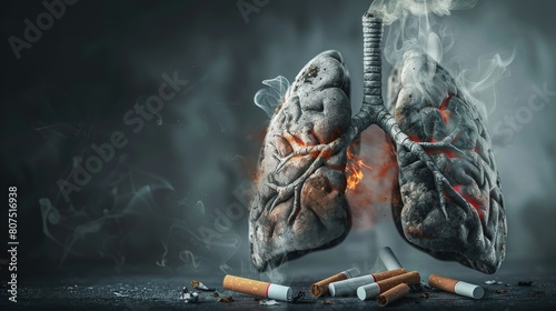 Concrete Consequences: Photorealistic Lungs from Concrete with a Burning Cigarette for an Anti-Tobacco Campaign, world no tobacco day