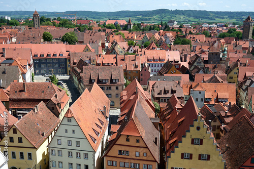 Traditional style houses and roofs in the old town in Germany.