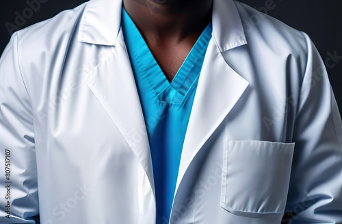 Outline of a doctor's figure in a white medical coat. Impersonal image, concept of a doctor's day.