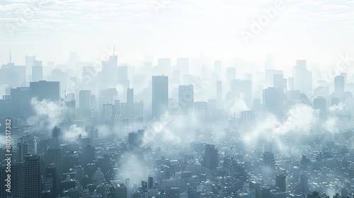 impressive modern cityscapes in the foggy cityscape