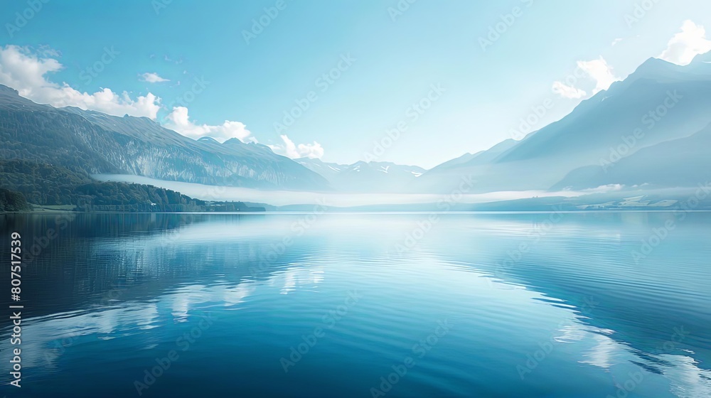 lake views with beautiful mountain backdrops under a blue sky with white clouds