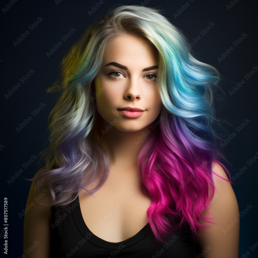 Vibrant multicolored hairstyle