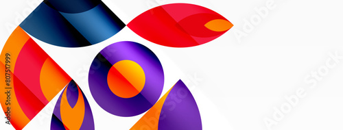 A vibrant logo with colorful circles and triangles on a white background, featuring electric blue, magenta tints and shades. This artful design showcases visual arts, symmetry, and patterns