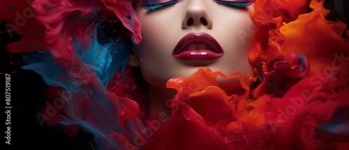 Dramatic and vibrant lips set ablaze  exuding a powerful and untamed beauty