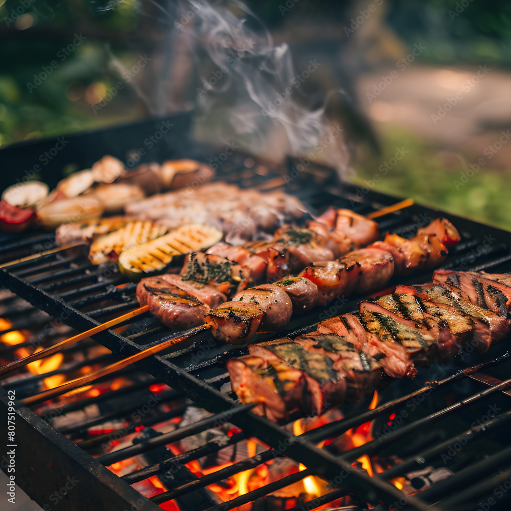 grilled meat on the grill grilled meat on the grill