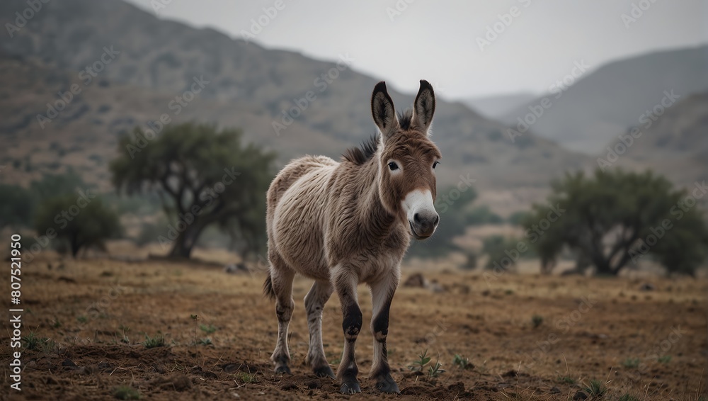 A serene white backdrop, a lone donkey ponders its solitude ai_generated A serene white backdrop, a lone donkey ponders its solitude ai_generated