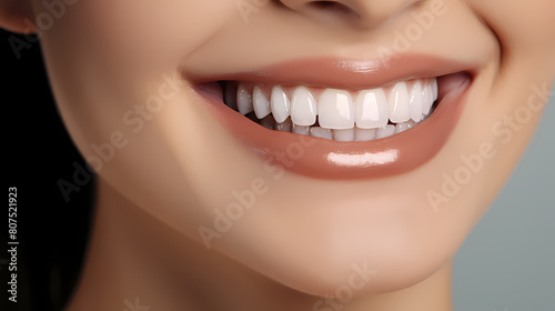 Beautiful woman's smile, white teeth