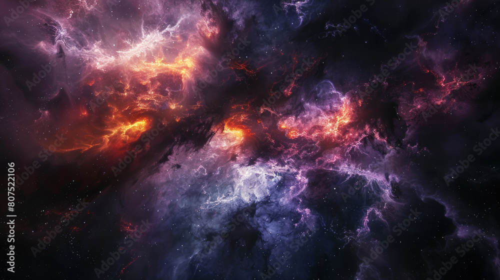 Fototapeta premium Amazing nebula in the universe with shining colorful clouds on outer space background