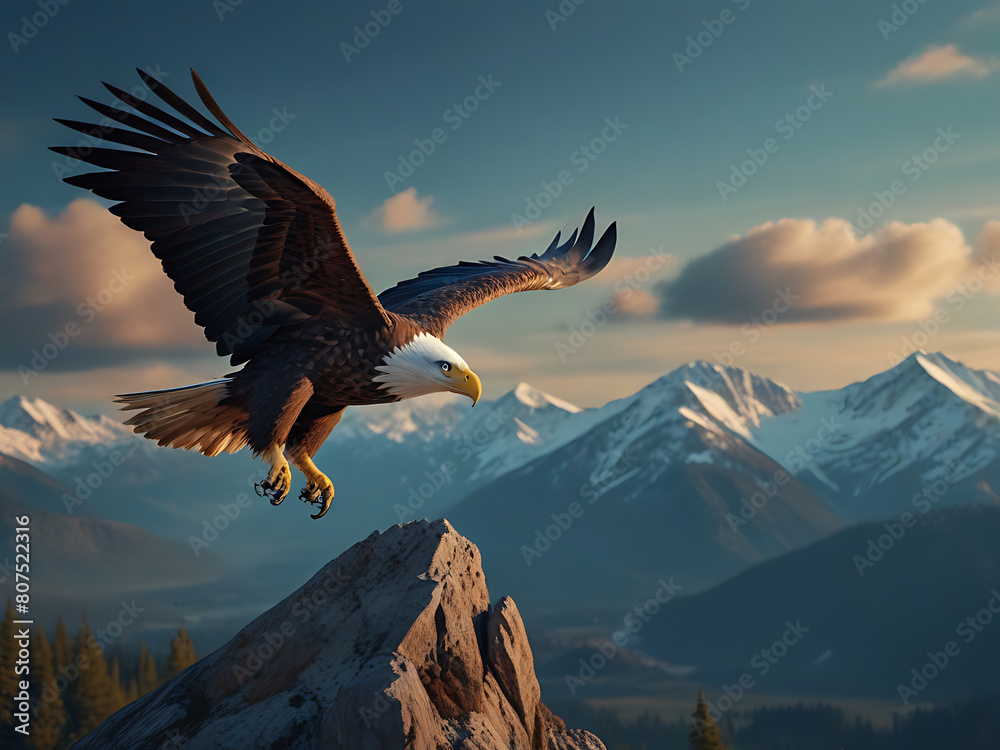 Fototapeta premium Inspirational Eagle American Motivational