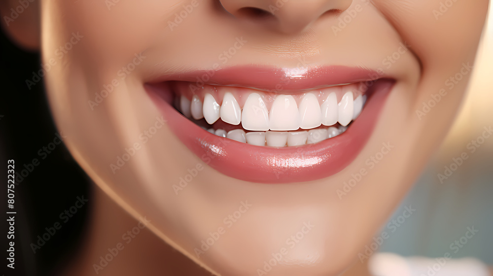 Beautiful woman's smile, white teeth