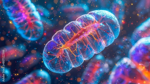 3D illustration of Mitochondria within a cell photo