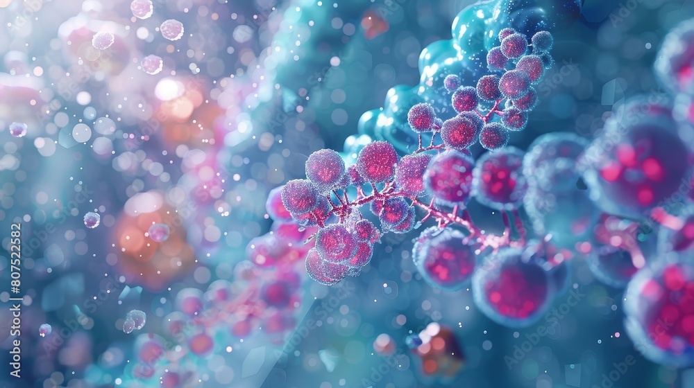 A microscopic view of a virus infecting a cell. A microscopic view of a virus infecting a cell.