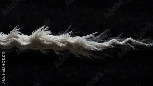 A single strand of white hair floats against a backdrop of solid obsidian ai_generated photo
