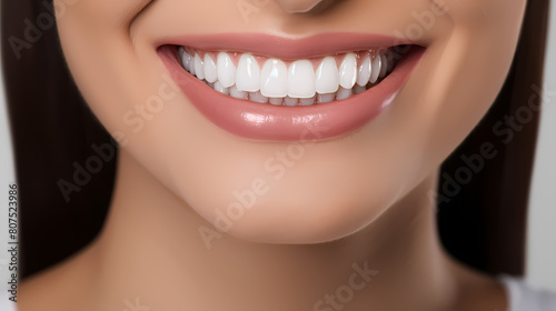 Beautiful woman's smile, white teeth