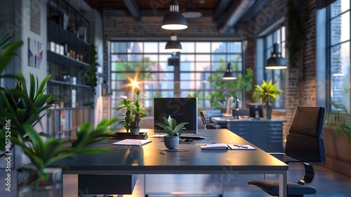 Wallpaper Mural modern office interior with table. copy space for text. Torontodigital.ca