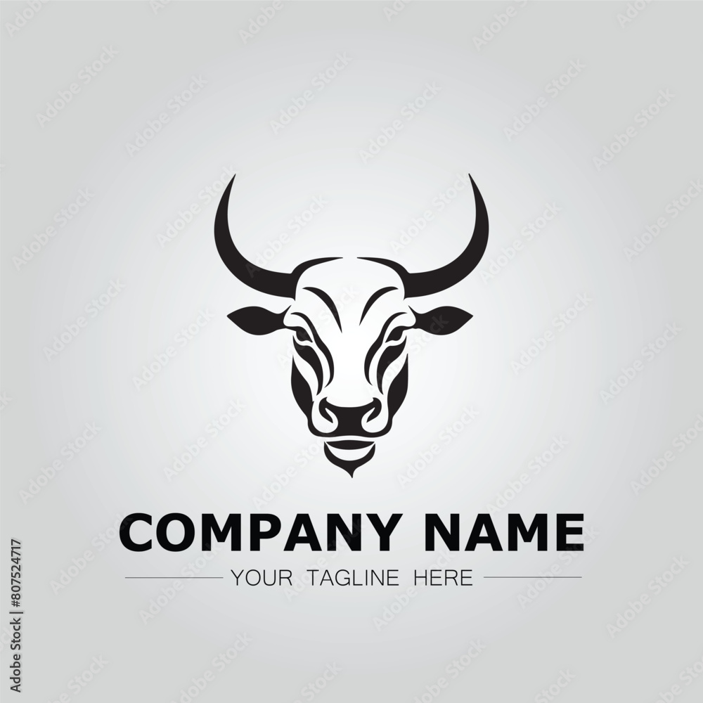 Bull Head symbol logo company vector image on the white background Bull Head symbol logo company vector image on the white background