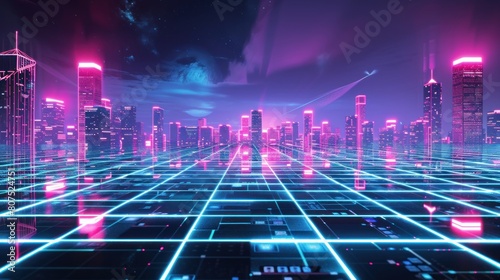 connection technology with smart city background. Futuristic background concept