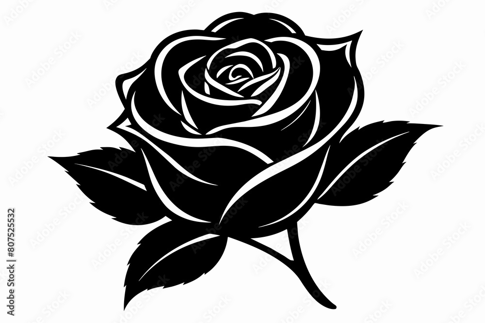 black rose with leaves Vector illustration on white background, silhouette, bird, icon, svg, characters, Holiday t shirt, Hand drawn trendy Vector illustration, Rose flower black rose with leaves Vector illustration on white background, silhouette, bird, icon, svg, characters, Holiday t shirt, Hand drawn trendy Vector illustration, Rose flower