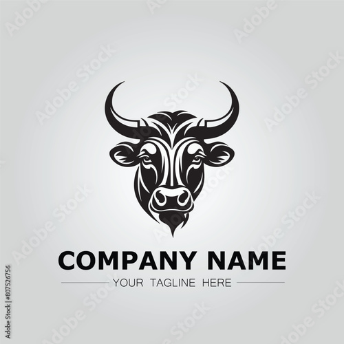 Bull Head symbol logo company vector image on the white background
