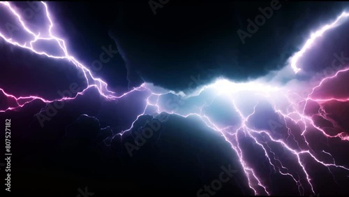 Wallpaper Mural Unleashing the vibrant spectacle of colorful lightning against black clouds Torontodigital.ca