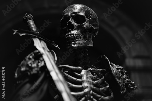 The cloaked skeleton was in the dark and holding a sword