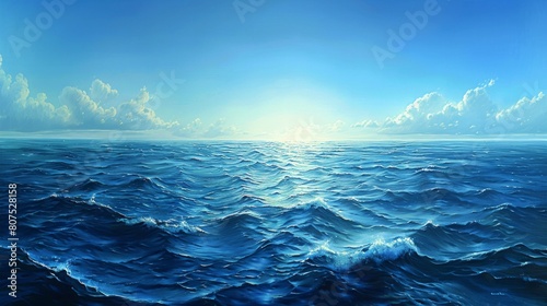 A vast expanse of water, its surface alive with the dance of waves, AI Generative