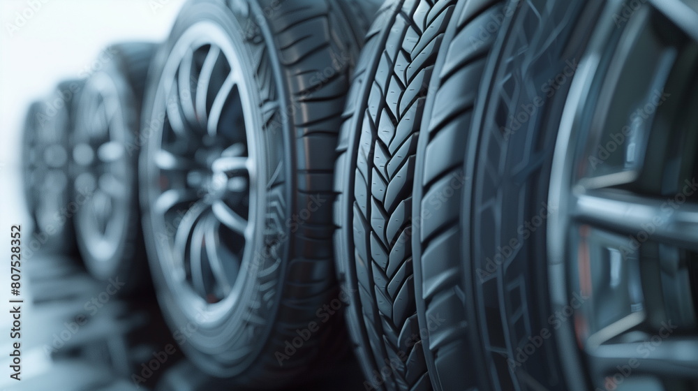 Car tire close up on white background. AI Generative. Car tire close up on white background. AI Generative.