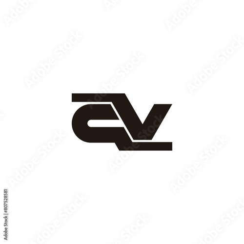 letter cv connection simple geometric logo vector
