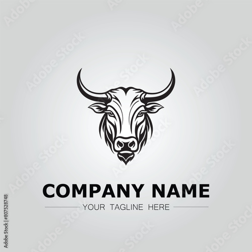 Bull Head symbol logo company vector image on the white background
