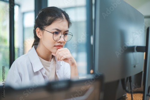 Female programmer working on coding, software development and web design.Concept technology development..