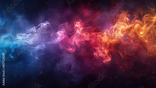 A dynamic smoke explosion with an array of vibrant colors, creating a visually stunning and mesmerizing effect against the dark background. Created with Ai