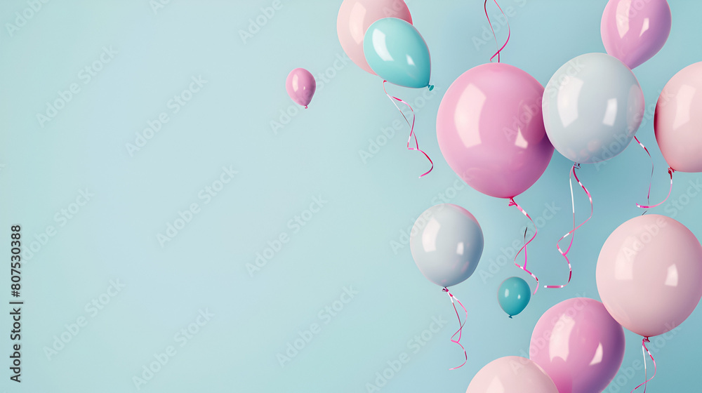 plantilla con espacio para copia plantilla para diseño con elementos de fiesta con globos flotando en colores pastel felicidad y alegría