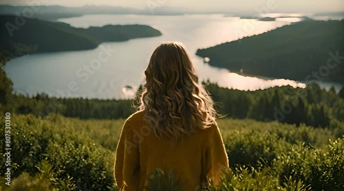 Moment of a girl gazing at the sea
