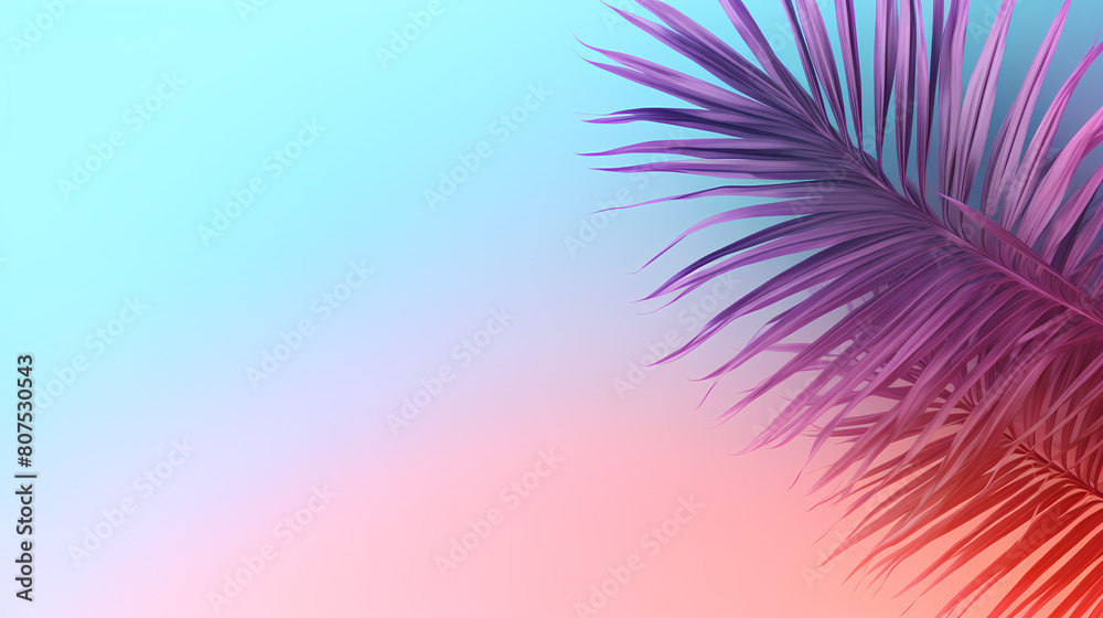 Fototapeta premium Colorful gradient background with palm leaves