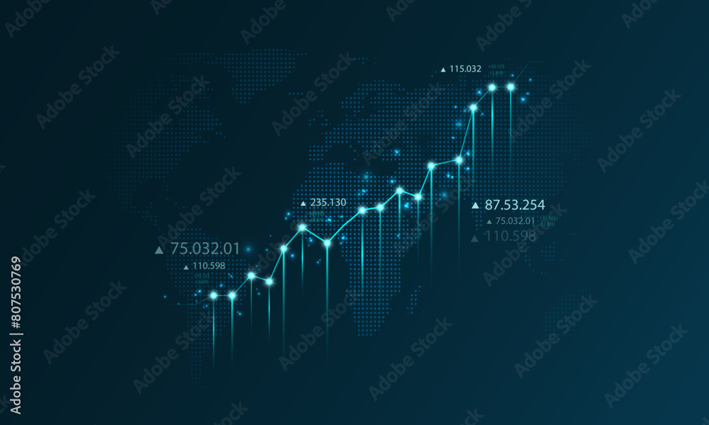 Financial chart background image stocks investment marketing high technology communication network concept