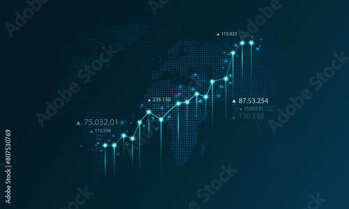 Financial chart background image stocks investment marketing high technology communication network concept