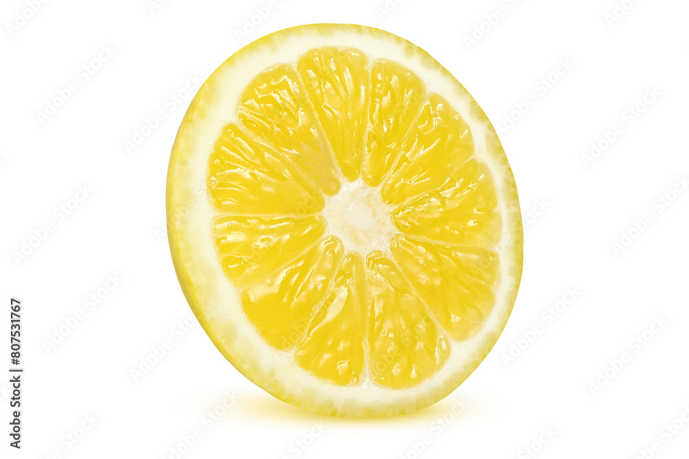 Round lemon slice on isolated white background. Round lemon slice on isolated white background.