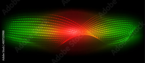 a red , green and yellow wave on a black background . High quality