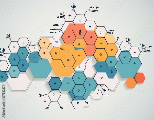 Interlocking hexagons forming a honeycomb-like structure, signifying the collective effort and synergy in communities.