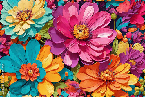Flowers pop Art, colorful spring
