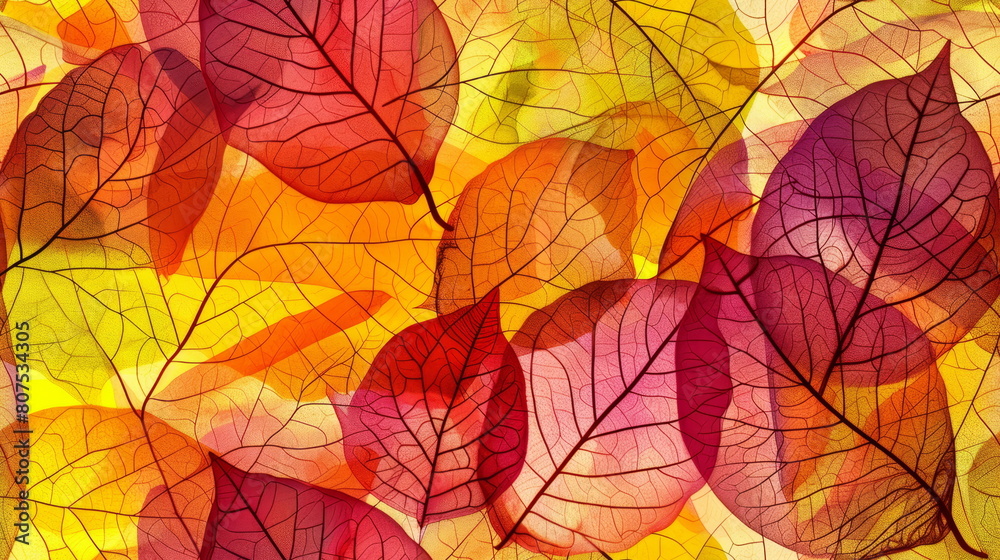 Seamless pattern. Vivid autumn leaves design, suitable for seasonal and nature-related themes.