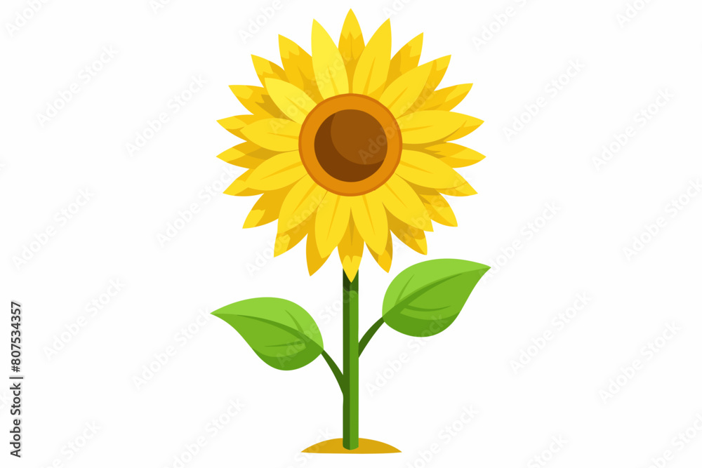 Obraz premium sunflower isolated on white background, sunflower Vector illustration, silhouette, bird, icon, svg, characters, Holiday t shirt, Hand drawn trendy Vector illustration, Rose flower