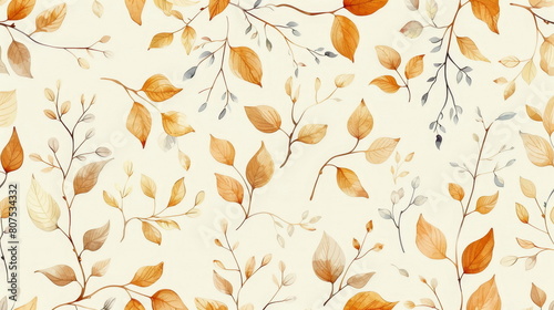 Seamless pattern. Intricate leaf patterns on a neutral background, ideal for elegant wallpaper or textile designs.